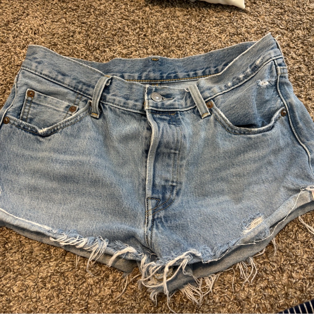 Levi's Light Blue Distressed Jean Shorts